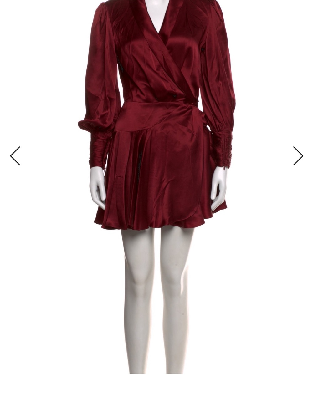 Zimmermann Satin Wine-Red Wrap Mini Dress